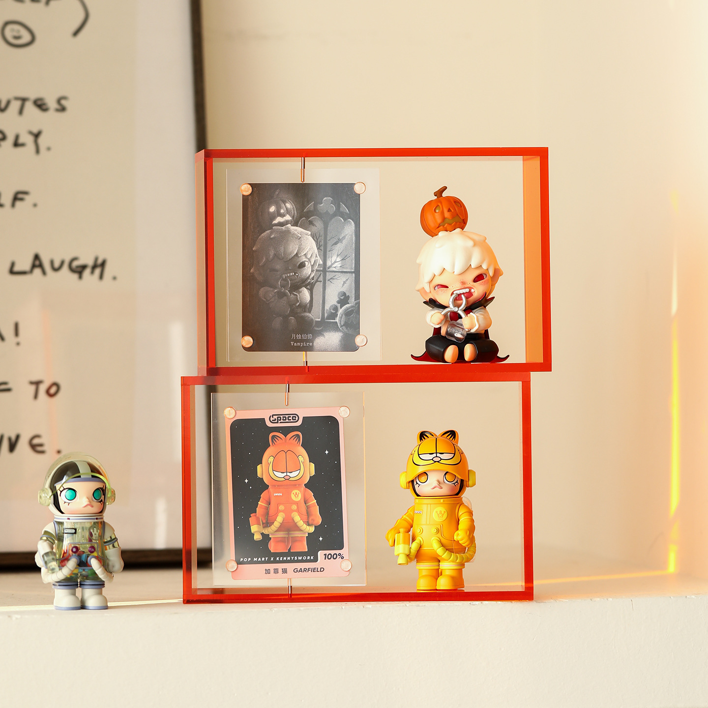 Magnetic Identity Card Display Stand Molly Acrylic Blind Box Storage Photo Frame Hollow High-End Creative Ornaments