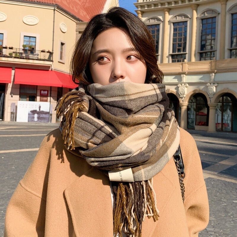 2026 New Imitation Cashmere Plaid Scarf for Women, Autumn and Winter Korean Style Versatile Thickened Warm Scarf for Students and Couples, Men's Neck Warmer 2026 New Imitation Cashmere Plaid Scarf for Women, Autumn and Winter Korean Style Versatile Thickened Warm Scarf for Students and Couples, Men's Neck Warmer