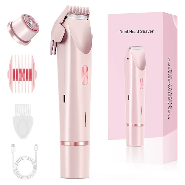 Waterproof rechargeable women's electric shaver, dual-head full-body shaver, wet and dry dual-use shaver, cross-border hair removal device
