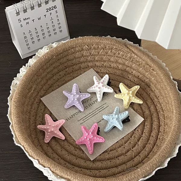 Simulated Starfish Shell Hairpin Dopamine Girl Hair Clip Ins-Style Seaside Vacation Hair Accessory for Photos