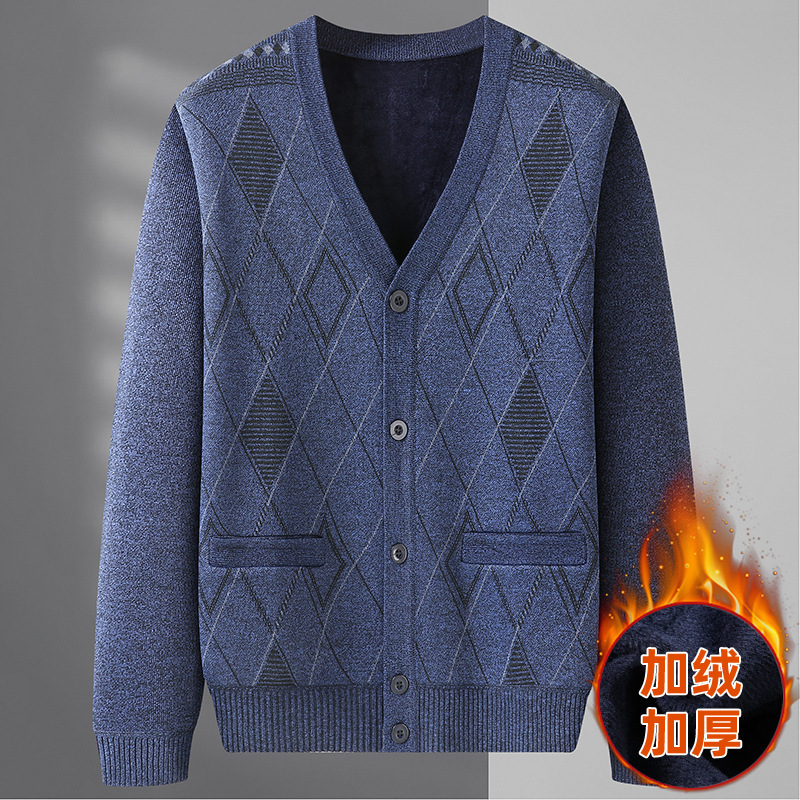 Wholesale Middle-Aged and Elderly Men's Sweater Cardigans Spring and Autumn Dad Thin Knitted Sweater Tops Grandpa Base Jacket