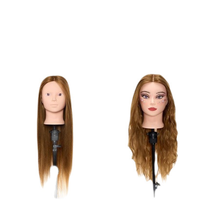 Hairdresser práctica de cabeza de modelo de cabello semirreal cabeza de cabeza de muñeca cabeza de enseñanza de cabeza de cabello de trenzado modelo de cabello de placa de calentamiento