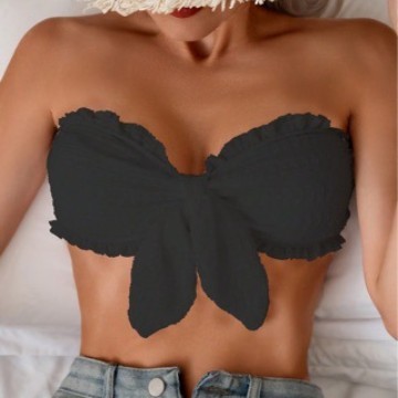 2024 New European and American Solid-Color Tube Top Swimsuit Top for Women—Factory Direct Export, Amazon In-Stock Swimwear