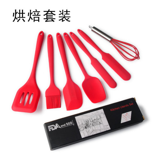 Silicone Scraper 5-Piece/6-Piece Set Cow Cream Spatula Silicone Spade Knife Kitchen Oil Brush Cake Baking Scraper Tool