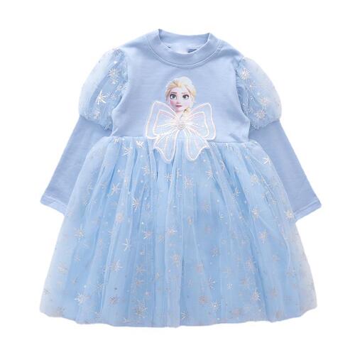 Girls Dress  Spring and Autumn New Children's Ice and Snow Princess Dress Baby Mesh Puff Dress