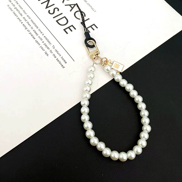 White perfume bottle [glass beads + small black rope]