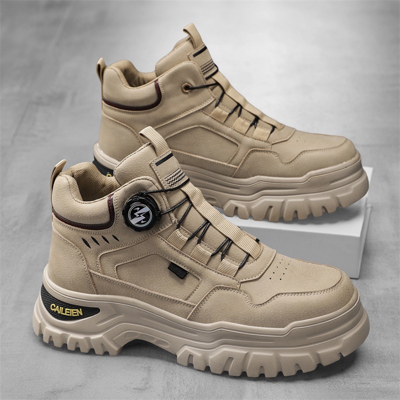 Zapatos masculinos de otoño botas Martin de Alta Parte botas masculinas ropa de trabajo al aire libre retro británica zapatos de suela gruesa antideslizantes deportes casuales botas cortas