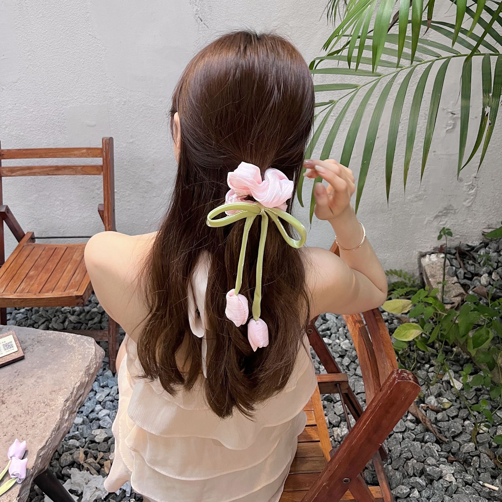 Süßes Tulpen Haargummi Mit Schleife Elegantes Haar-accessoire_voghion.com