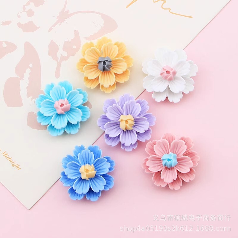 二層立体桃の花桜ジャスミン diy ヘアピン水カップ携帯電話ケース下駄冷蔵庫マグネット樹脂アクセサリー|undefined