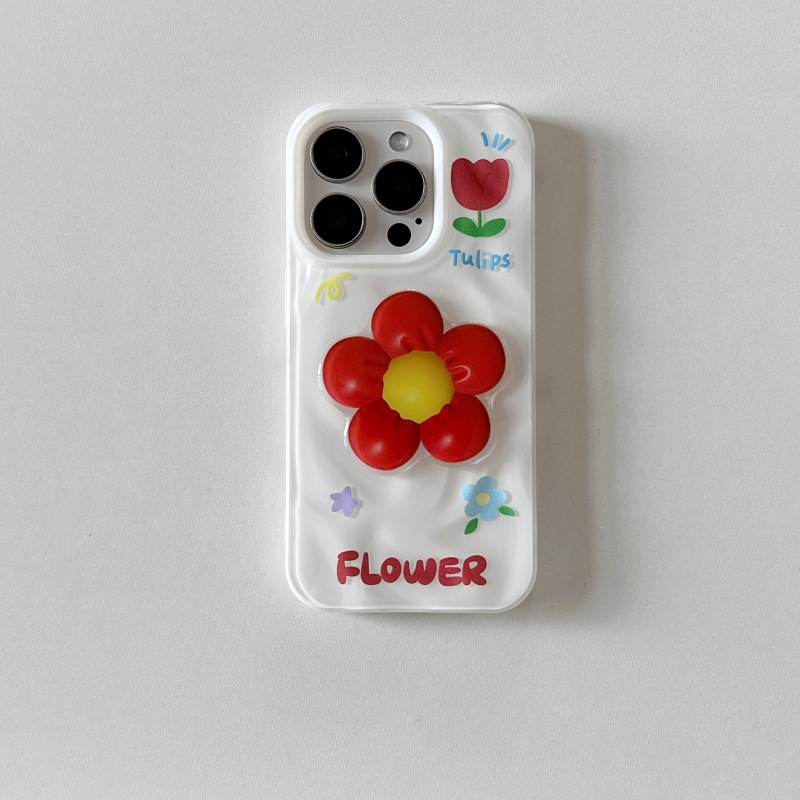 Nuevas flores tridimensionales plisadas ins para iPhone16ProMax Apple 14/15 funda para teléfono móvil 13 mujeres 15PM