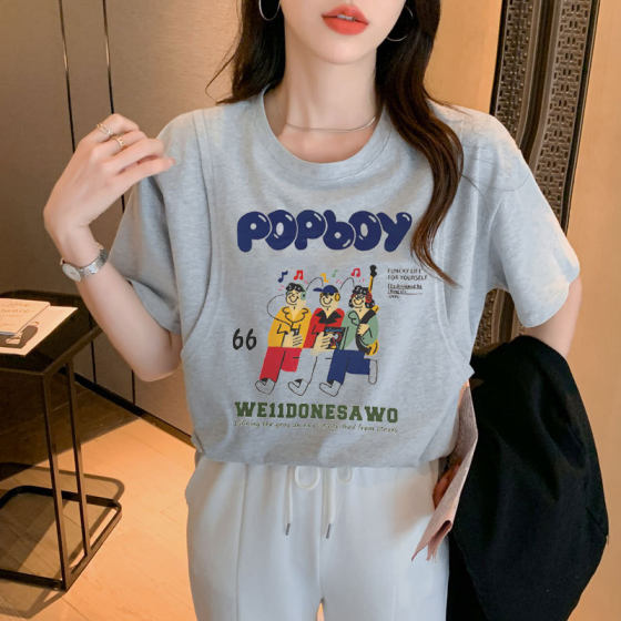 Breastfeeding Top Summer Outer Wearing Printed Slim-fit Pure Cotton Breastfeeding T-Shirt Hot Mom Short-sleeved Summer Dress