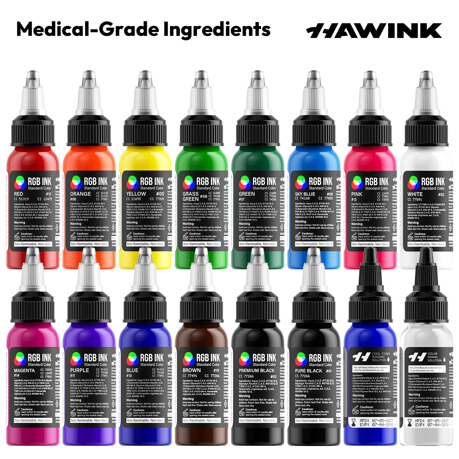 Solong set de tinta de tatuaje REACH tintas de tatuaje de color de la UE para tatuajes