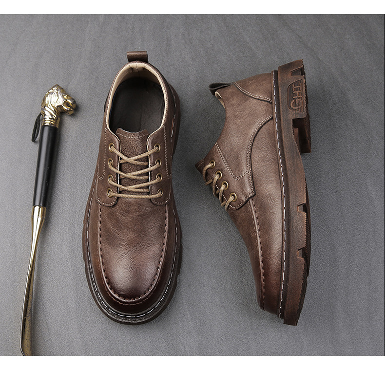 2024 new leather men, vintage style, polished work clothes, business formal, casual, young people, board shoes for men_voghion.com