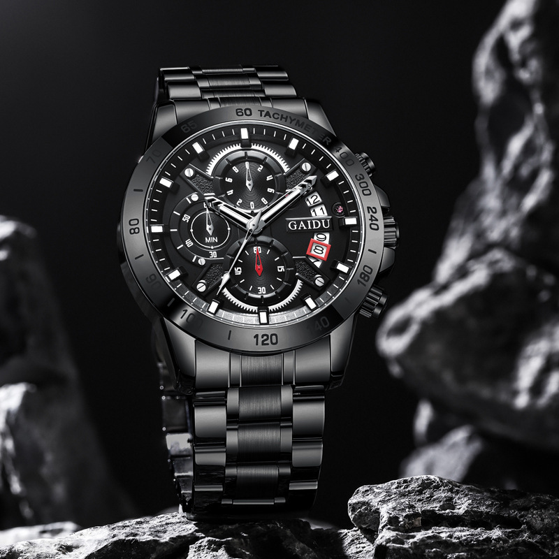 GAIDU/Kaidu Men's Watch Advanced Sense Waterproof Luminous Large Dial Fine Steel Band Quartz Watch Live Explosions