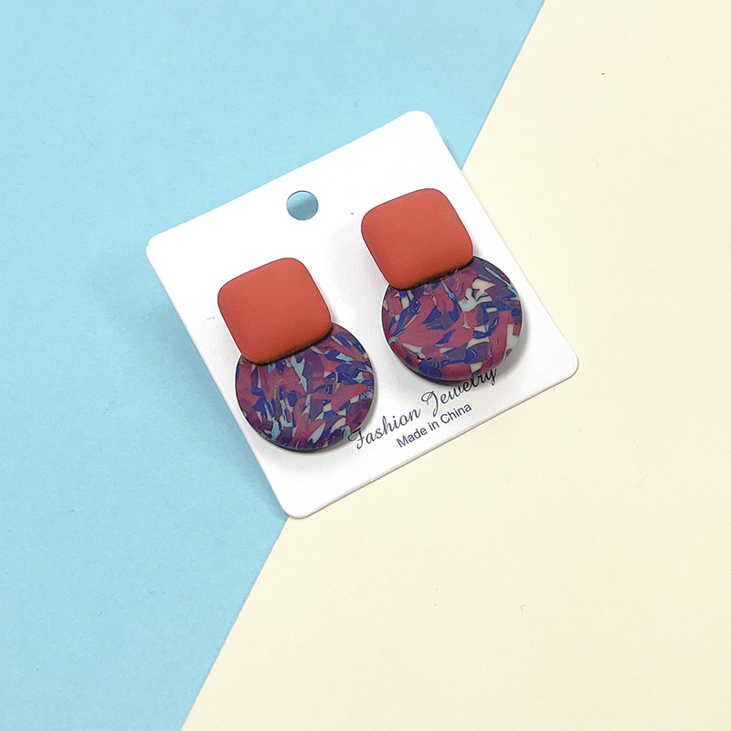 Earrings Classification 1 Pair Lady Simple Style Round Color Block Leopard Soft Clay Earrings