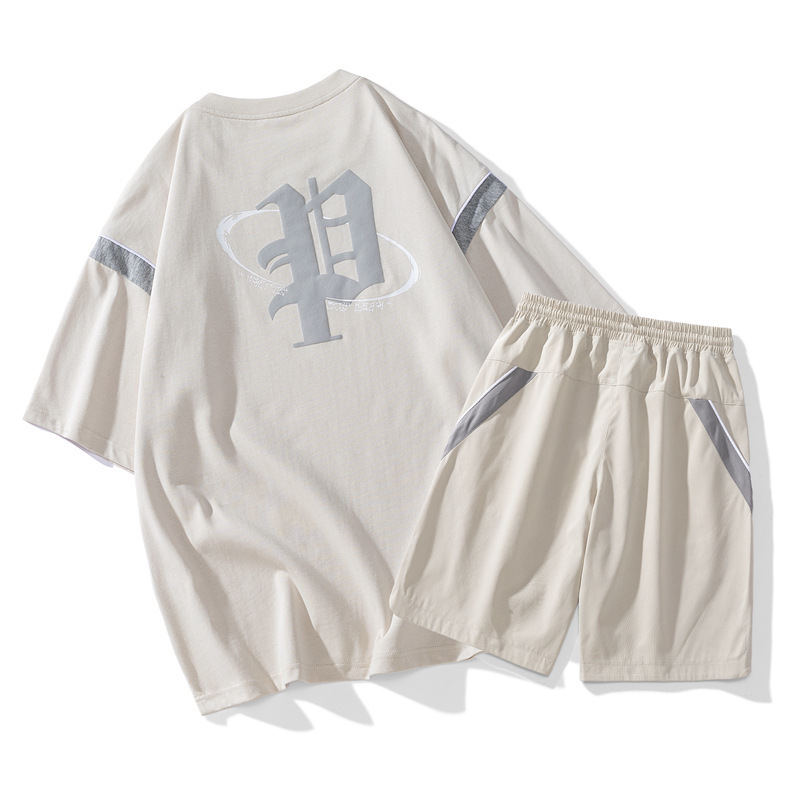 Verano hombre camiseta de manga corta 2023 nuevo pantalón de cinco puntos un juego de ropa de hombre con guapo estudiante de escuela secundaria