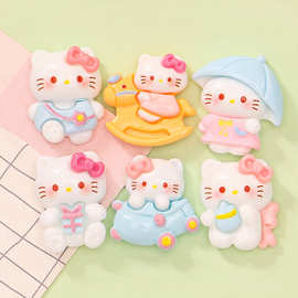 可爱卡通骑木马猫咪 diy奶油胶手机壳钥匙扣发夹鞋扣材料树脂饰品