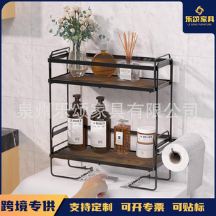 Thickened Metal Wooden Bathroom Storage Rack, Load-Bearing Storage Rack Above the Toilet, Multi-Purpose Fashionable Storage Rack