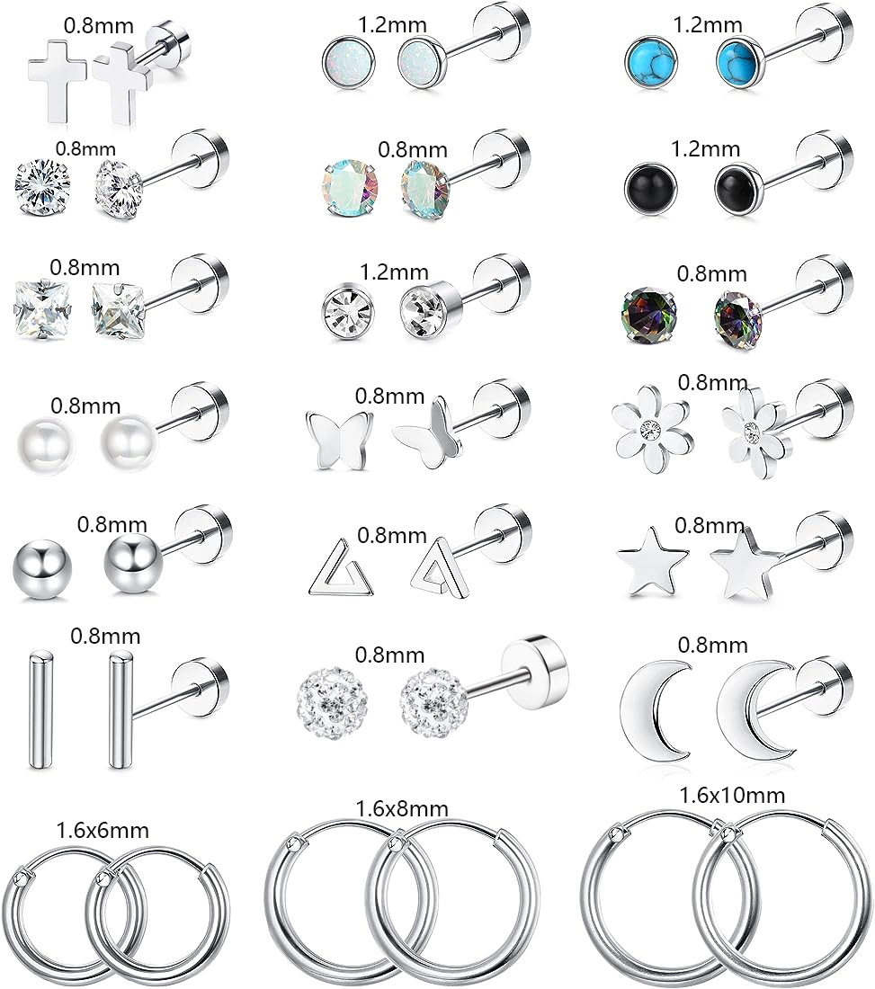 16G labret stud size and finish detail