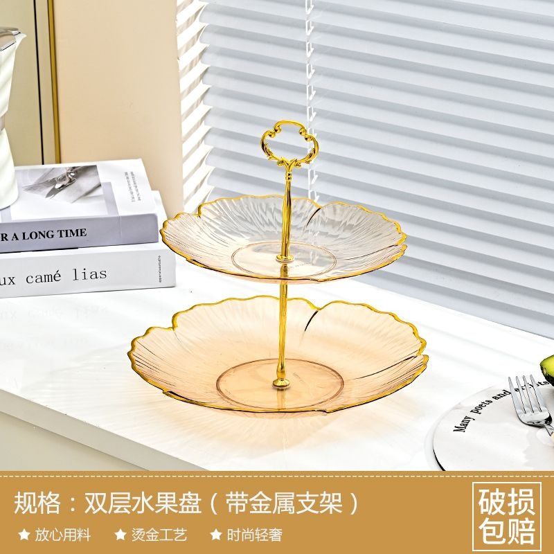 Mesa de té de sala de estar multi-capa de platos de frutas con dulces en la recepción de platos de bocadillos salón de belleza refrigerios de frutas decoración image 12