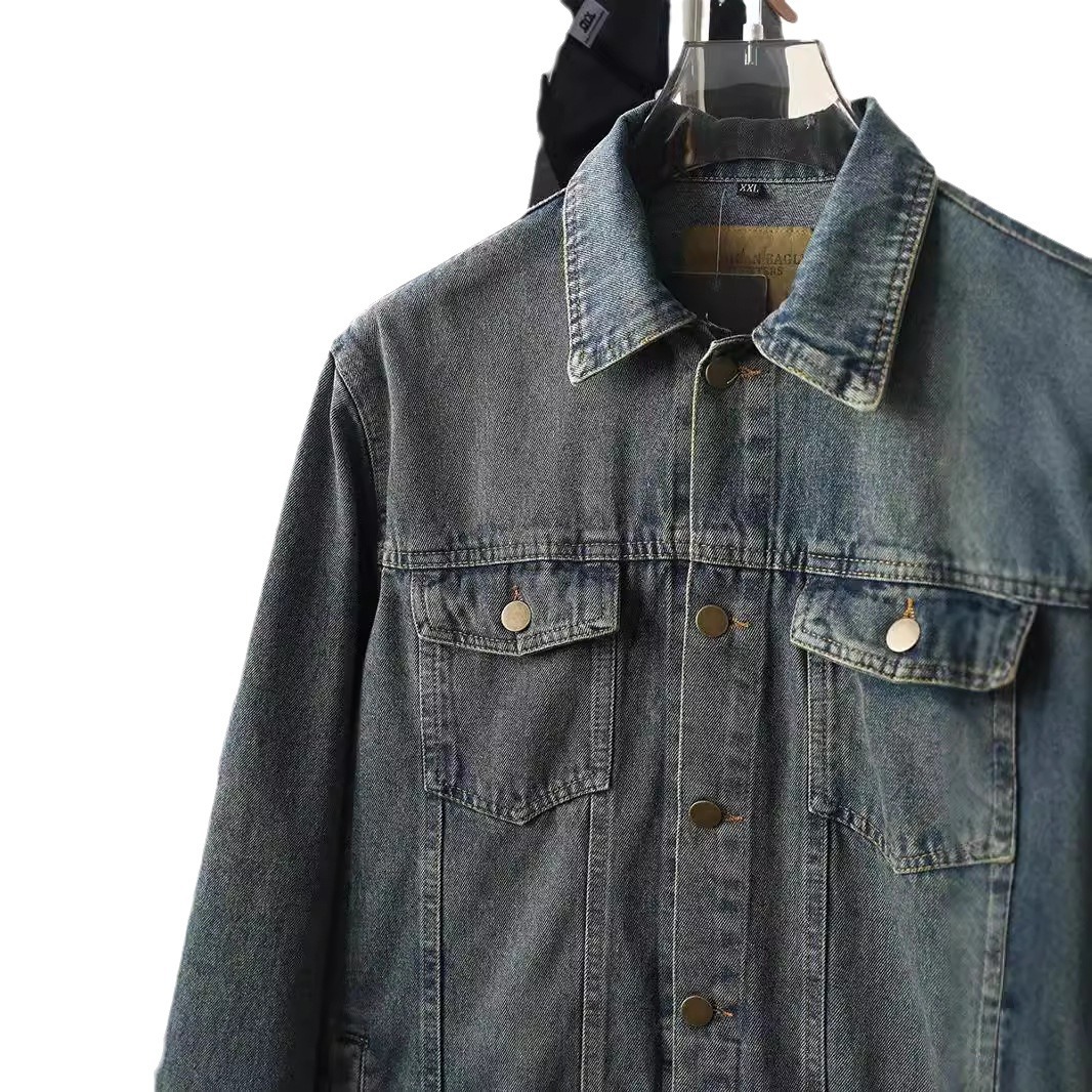 Calidad superior Retro lavado sucio de piedra vieja chaqueta de vaquero hombre clásico corto chaqueta casual hombre y mujer