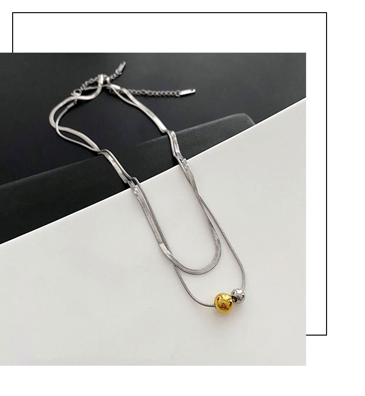 Titanium Steel Inlay Material Layered Necklaces Classification 304 Stainless Steel Chain Material Vacuum Plating Real Gold Plated 18K Gold Gold Plating Silver Plated Round 304 Stainless Steel INS Style Waterproof Non Tarnish Titanium Steel Layered Necklaces