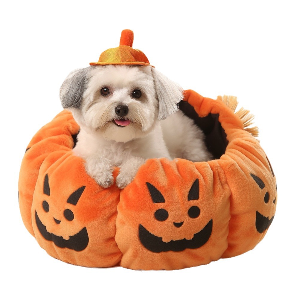 Transfronterizo nuevo fantasma de invierno cálido gato nido cama de perro suministros para mascotas Perrera de Halloween calabaza nido de mascotas