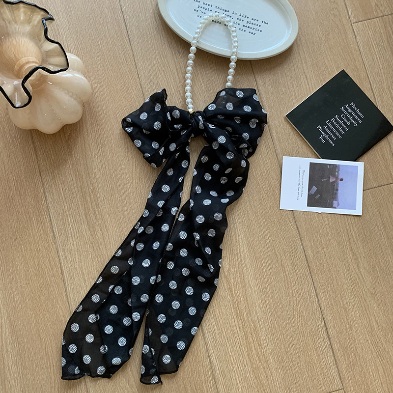 Collar de perlas Nuevo cinturón de moda multiusos Bufanda de seda Tiras largas Tiras de alta calidad Turbante para el cabello Cinturón de lunares para el cabello Accesorios para el cabello