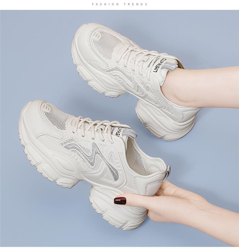 Giày sneaker nữ đế dày trắng mùa hè 2025 đế mềm thoáng khí — JST 1826-2 màu đen, JST 7142m bạc, JST 7009-1 xám xanh, JST 1826- 2m Trắng chi tiết 9