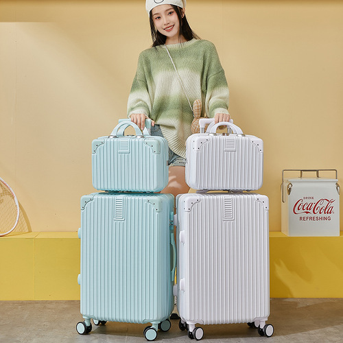New stylish travel suitcase pull-along for female students and male, small lightweight suitcase 20-inch twin combination lock box