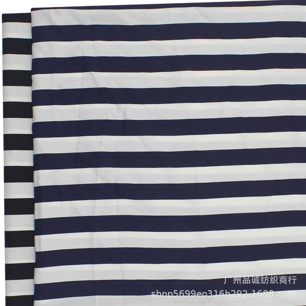 破卡平纹缎印花2cm条纹雪纺印花布春夏女衬衫连衣裙防蚊裤面料