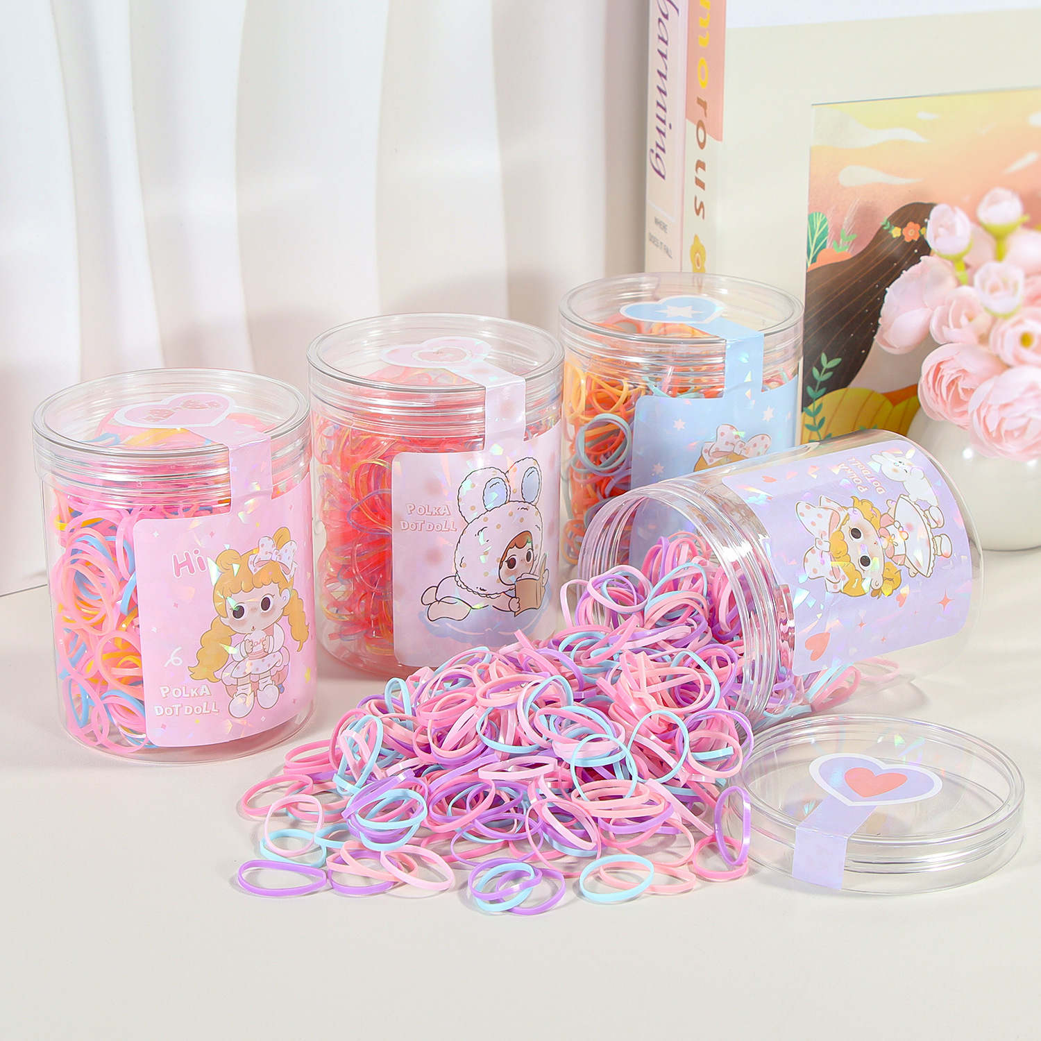 Banda de goma negra para niños, alto valor elástico, duradero, lazo para el cabello, no daña el cabello, anillo para el cabello de goma, accesorios para la cuerda para la cabeza, puesto