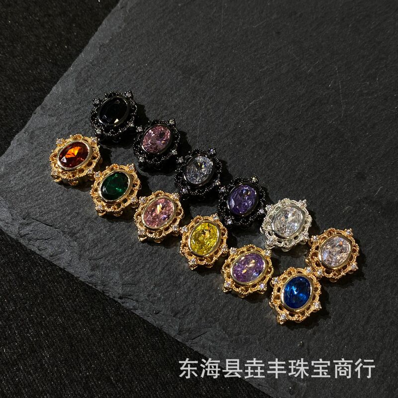 14K copper French vintage court-style diamond-encrusted rhombus pendant with through-hole, handmade DIY jewelry beading material for bracelets 14K copper French vintage court-style diamond-encrusted rhombus pendant with through-hole, handmade DIY jewelry beading material for bracelets