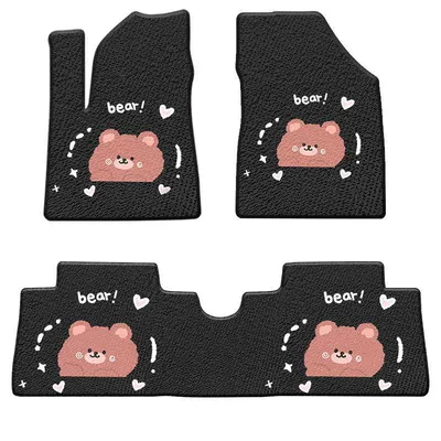 Cartoon Carpet Mats, Ayaqaltılar (Kovriklər) - black-bear-single-layer-straight-lay-chenille-material