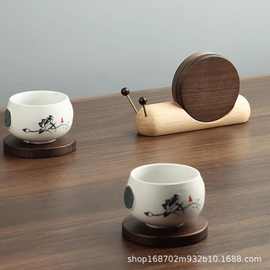 黑胡桃卡通蜗牛解压创意茶杯垫隔热垫咖啡木质马克杯杯垫