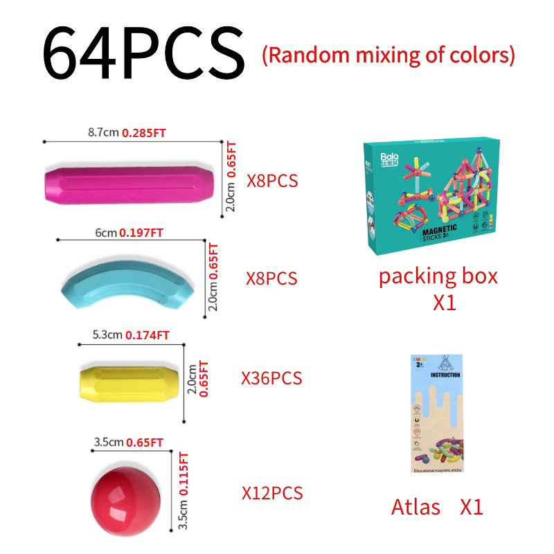 Juguete Magnético Infantil Tipo Varillas, Método Montessori para Educación Temprana y Creatividad - Juego de Construcción