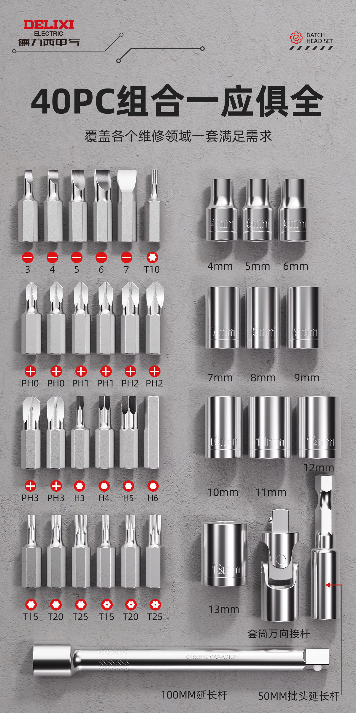 Delixi Screw Set Motorcycle Screwdriver Tool Set Ratchet Wrench Rider's On-Board Wrench Tool Box