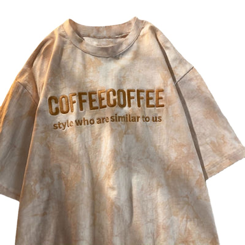 Tops Tie-Dye con Letras Bordadas, Conjuntos para Parejas, Camisetas de Manga Corta para Mejores Amigas, Tops Holgados de Verano 2025 para Estudiantes, Ropa de Mujer image 1