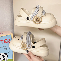 春夏大頭情侶厚底增高洞洞鞋男女朋克風耳機鞋外穿軟底涼拖鞋涼鞋