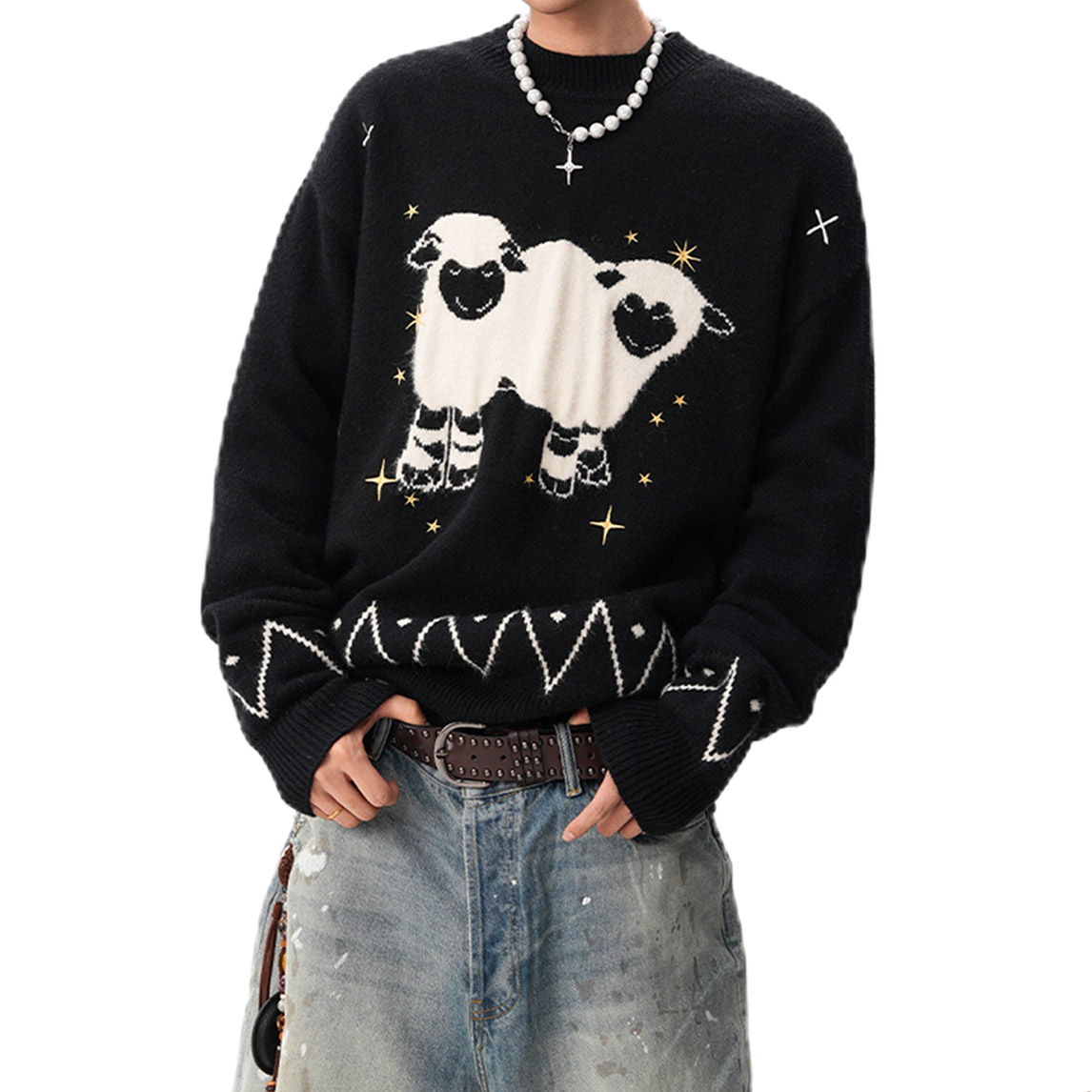 Explosiones transfronterizas de tamaño europeo de tamaño grande Fair Island nómada cordero suéter de punto suave glutinoso fábrica de moda masculina al por mayor