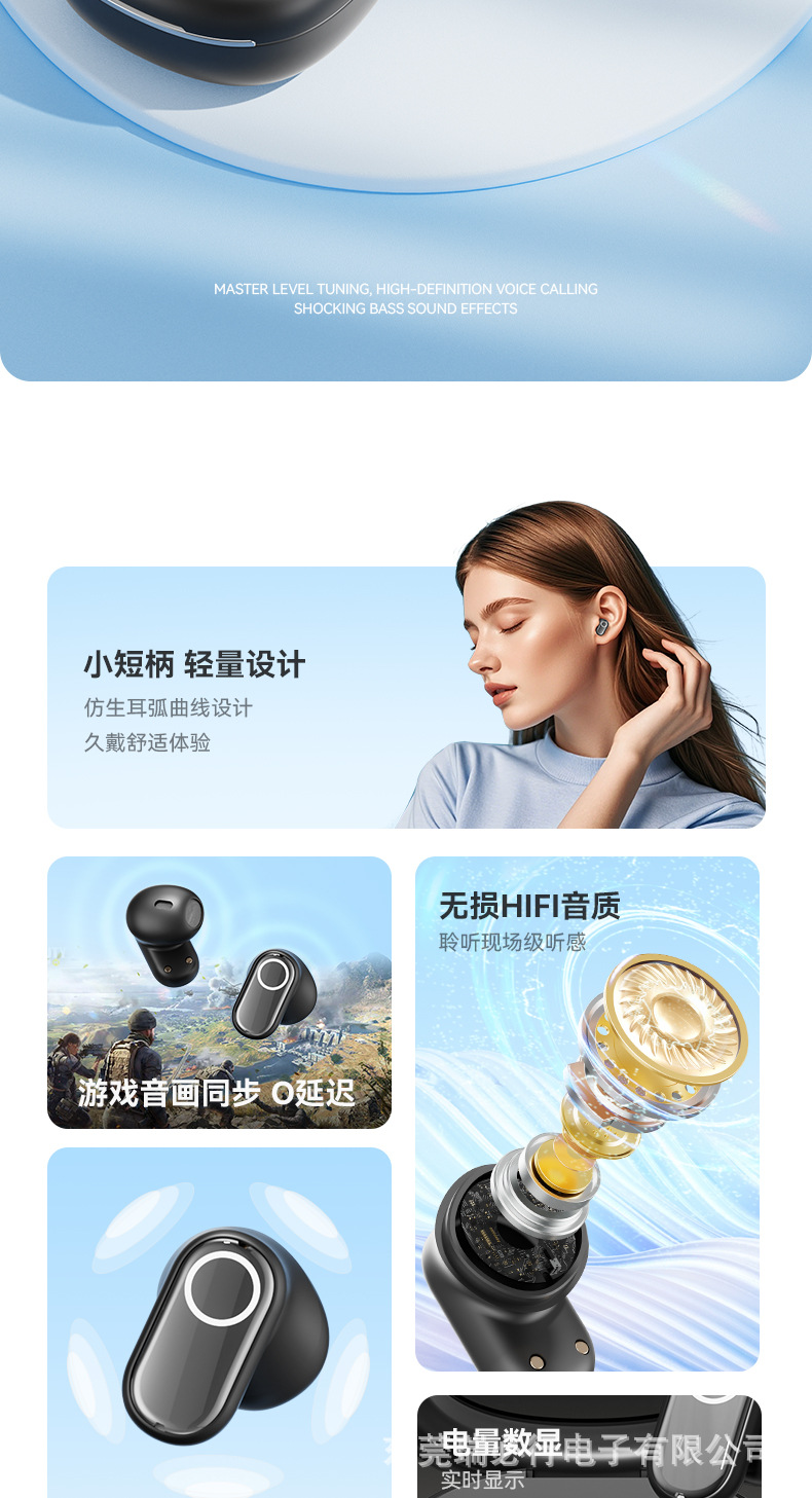 Amazon grenzüberschreitende Bluetooth-Kopfhörer Kurzbügel In-Ear hochwertige hochwertige Geräuschunterdrückung Kopfhörer elektrolytisch beschichtet digitales Display