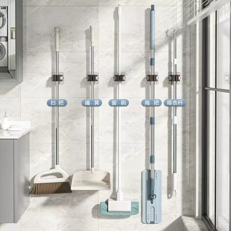 晾搭 Drag rack exemption, mop, mop linking the bathroom load -bearing artifact powerful wall -mounted storage shelf