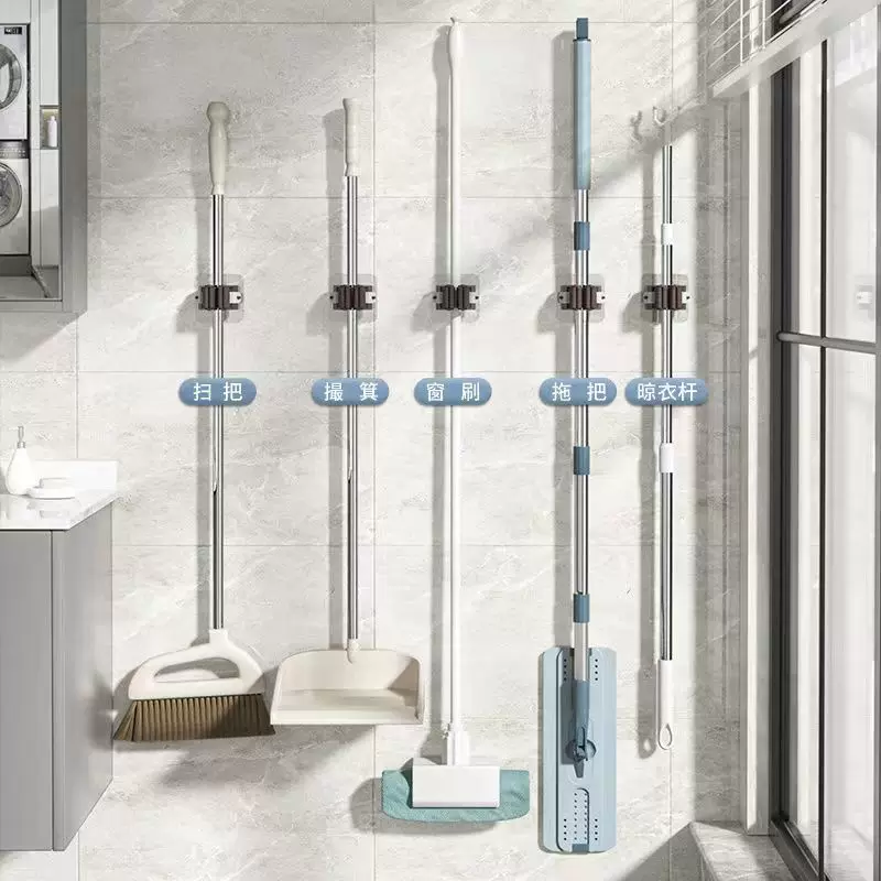 晾搭 Drag rack exemption, mop, mop linking the bathroom load -bearing artifact powerful wall -mounted storage shelf