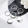 Retro set, ring, European style, suitable for import, new collection, flowered, 6 pieces