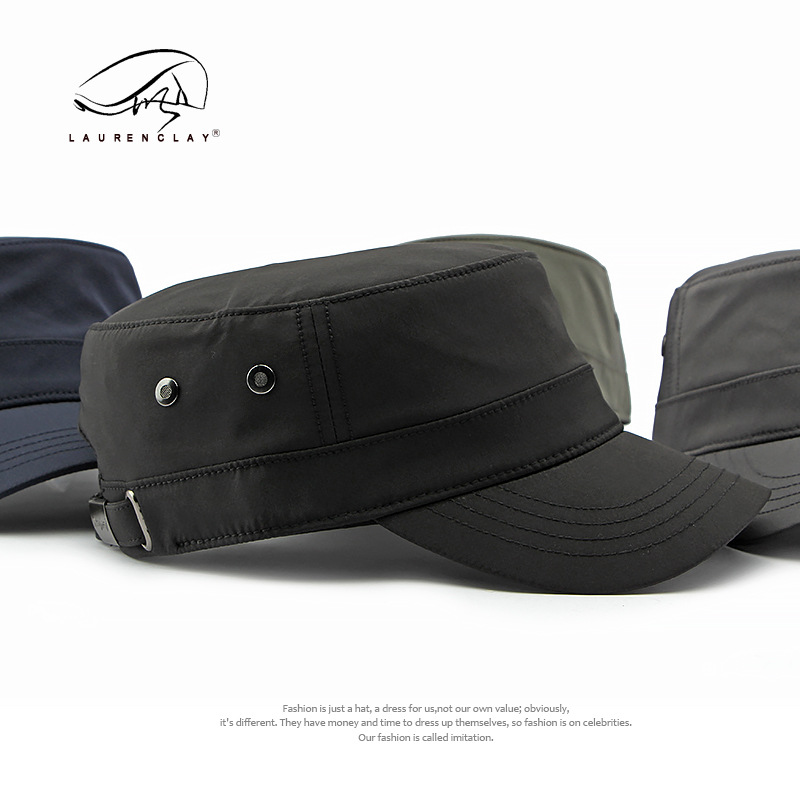 Primavera y verano al aire libre protección solar tapa enarbolada clásico de los hombres tablero ligero simple sombrero superior plano al aire libre transpirable sombrero militar mujeres