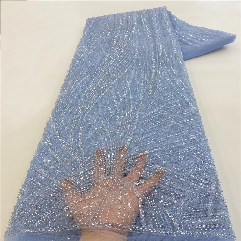 En stock tubo de cuentas bordado tela de encaje boda etapa desgaste vestido DIY tela de lentejuelas bordado tela de encaje image 14