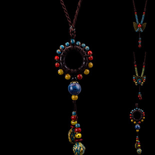 Jingdezhen ceramic necklace jewelry wholesale ethnic long sweater chain short necklace XL007
