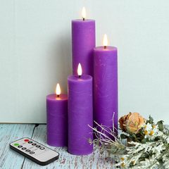 クロスボーダークリエイティブ円筒形パープルウォーターリップル模擬LED電子キャンドルライト、アマゾン雰囲気、無煙
