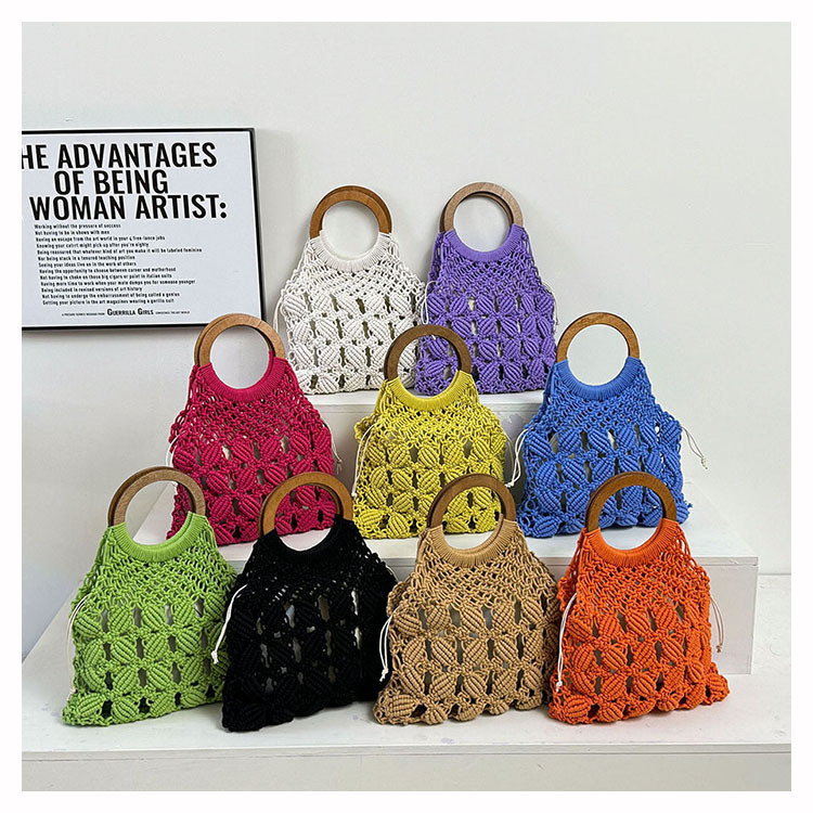 Women's Medium Fabric Solid Color Basic Classic Style Weave Hollow Open Straw Bag display picture 38