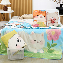 牛奶绒豆豆毯婴儿童被抱被豆豆绒盖毯幼儿园宝宝卡通午休空调被